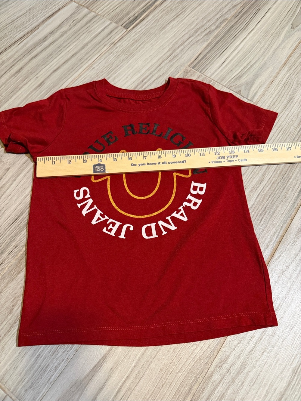 True Religion Red Kids Logo Tee with Yellow Outline - Picture 4 of 7